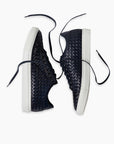 Navy Hand Woven Sneakers