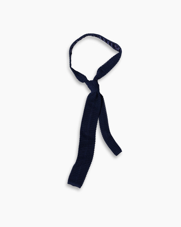 Navy Jacquard Knitted Silk Tie