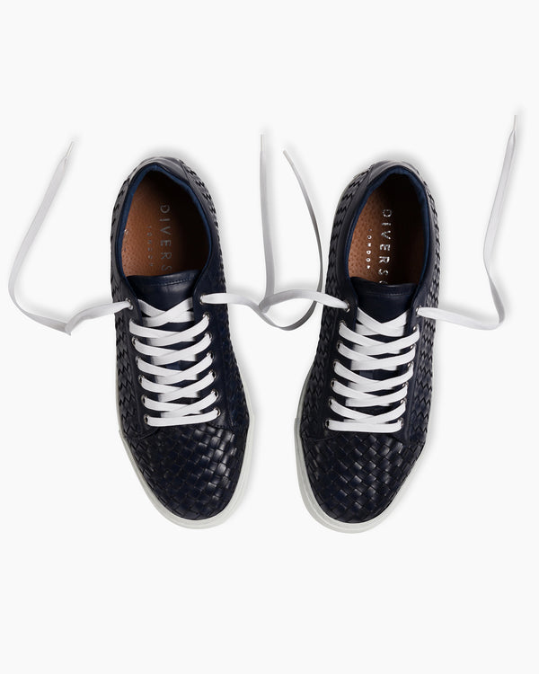 Navy Hand Woven Sneakers