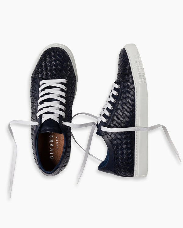 Navy Hand Woven Sneakers