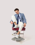 Navy Geometric Cotton Blazer