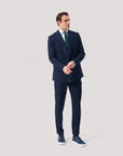 Navy Two-Ply Wool Double Breasted Blazer