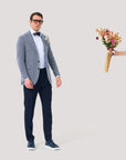 Ink Blue Geometric Cotton Blazer