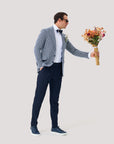 Ink Blue Geometric Cotton Blazer