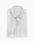 White Silk-Stitch Linen Shirt