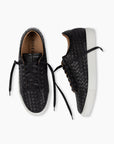 Black on White Hand Woven Sneakers