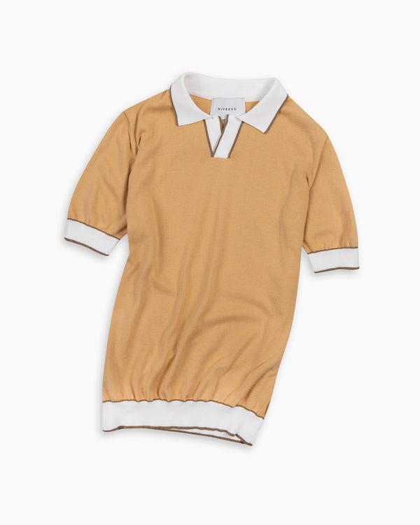 Sand Knitted Cotton Polo