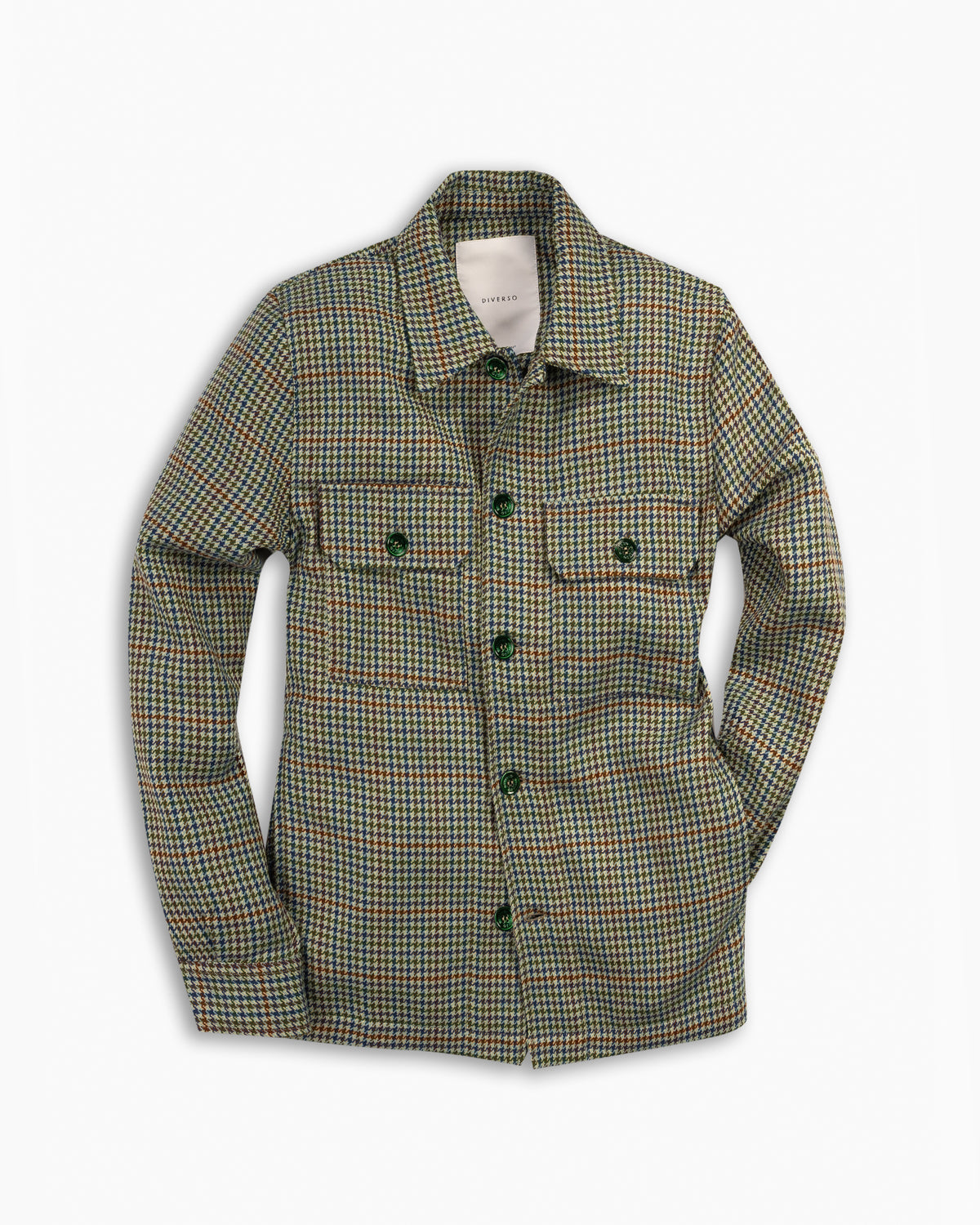 Green &amp; Blue Glencheck Wool Overshirt