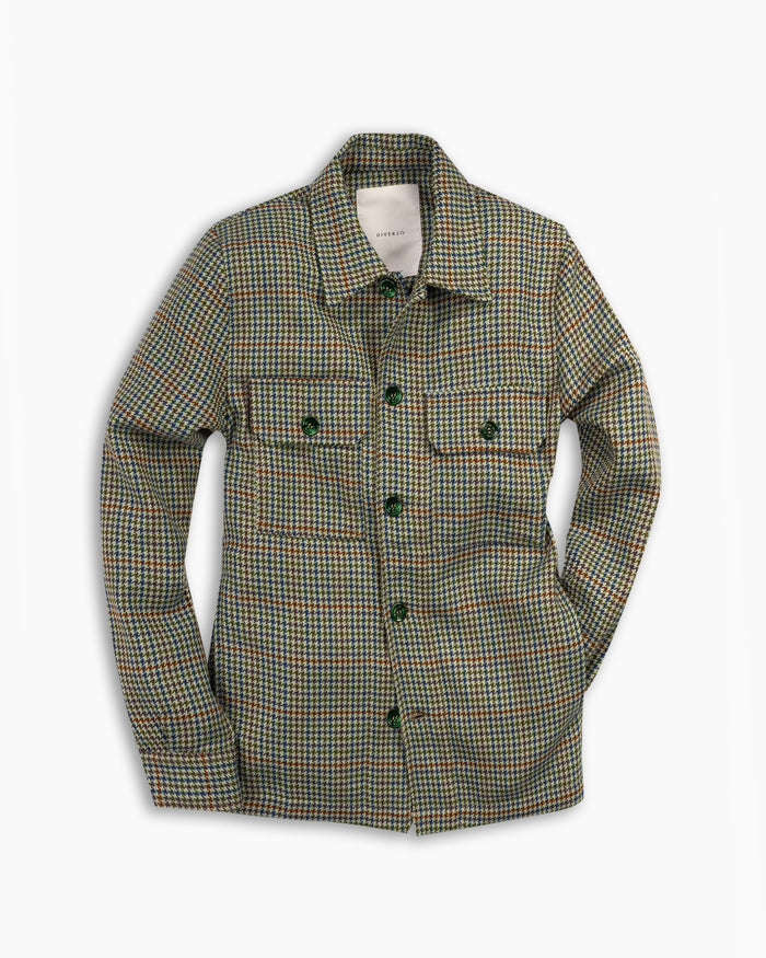 Green & Blue Glencheck Wool Overshirt