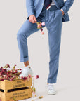 Cornflower Wool, Silk & Linen Pleated Pant