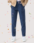 Navy Wool, Silk & Linen Pleated Pant