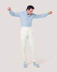Pale Blue Crushed Seersucker Button Down Shirt