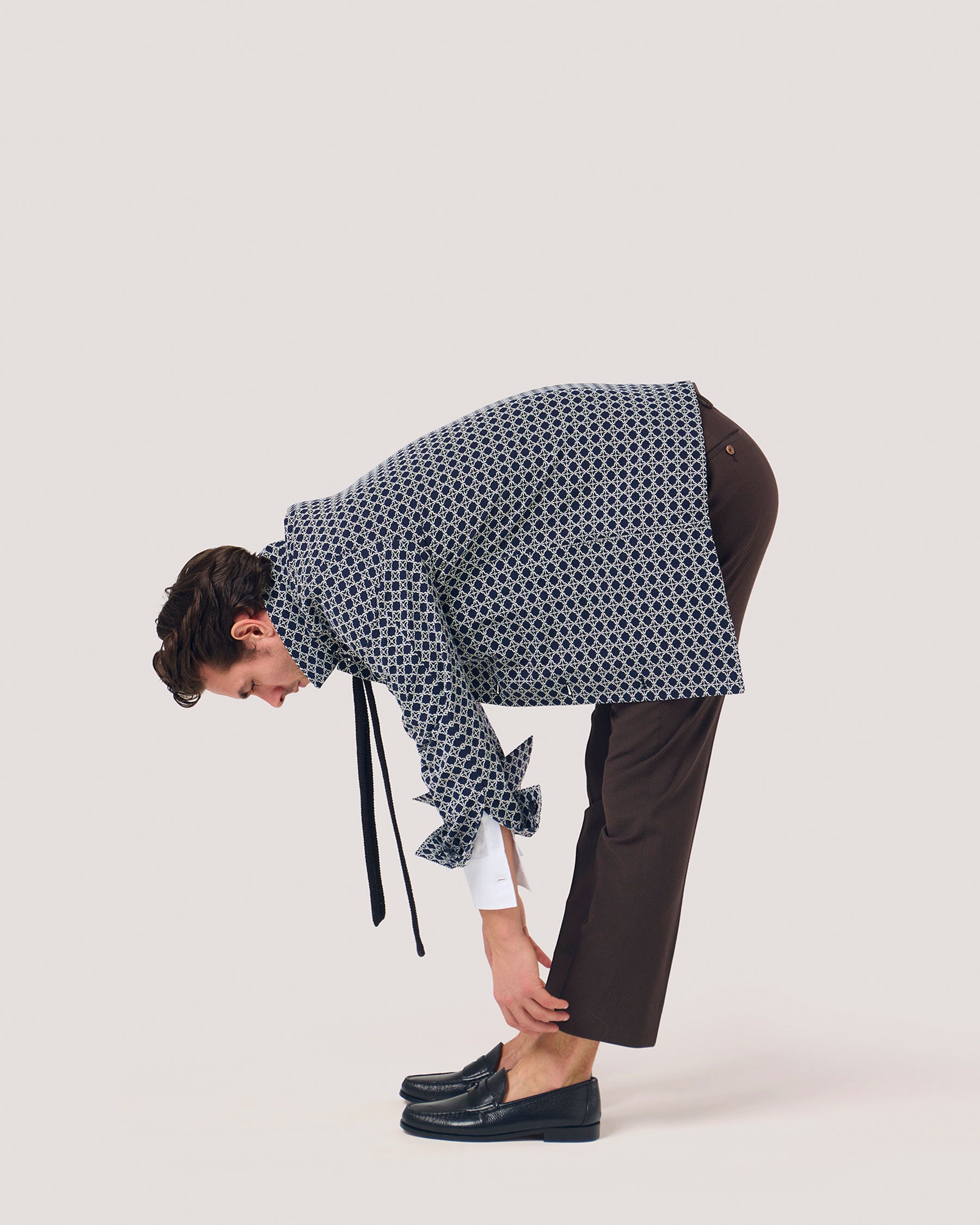 Black Geometric Weave Overshirt