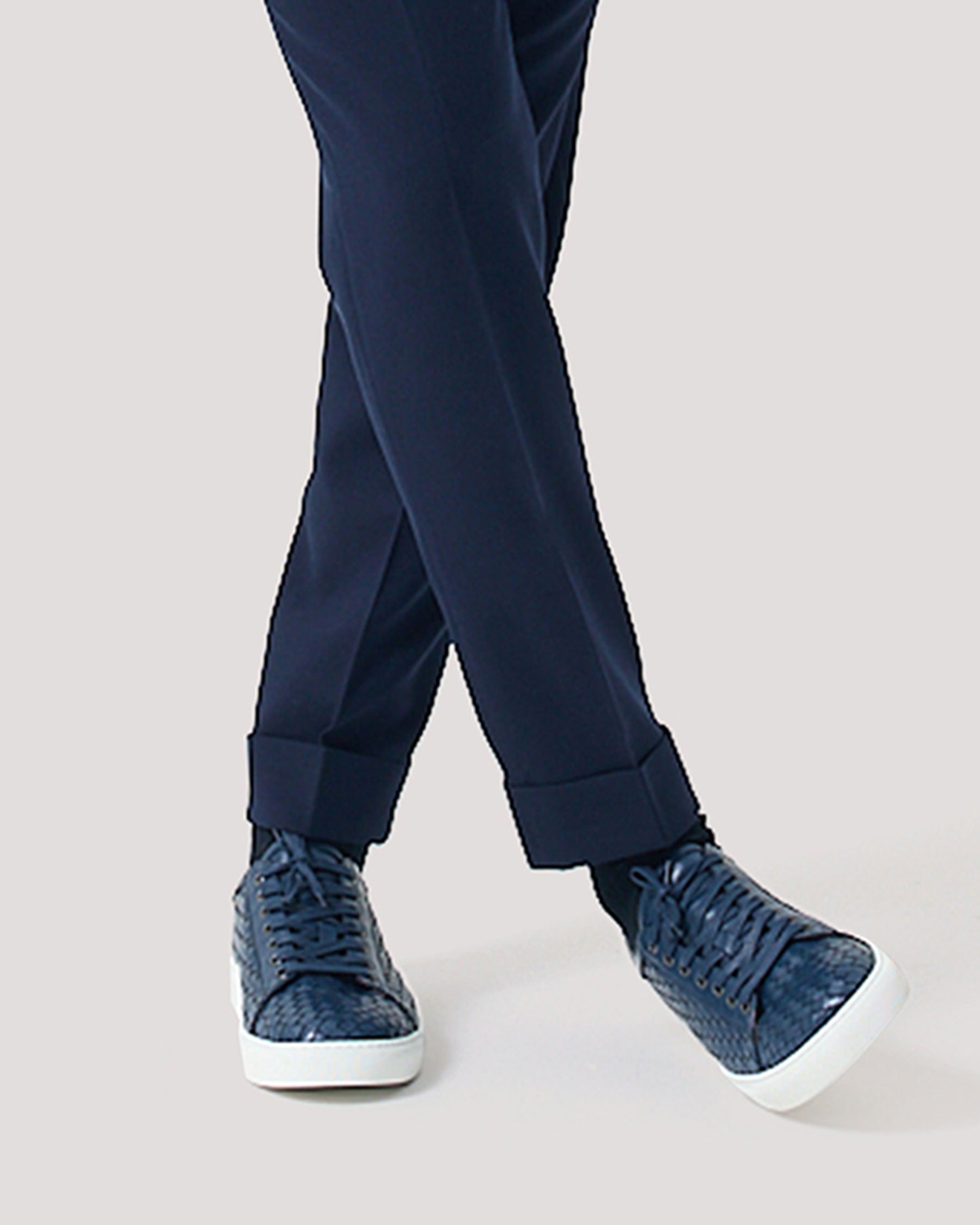 Navy Hand Woven Sneakers
