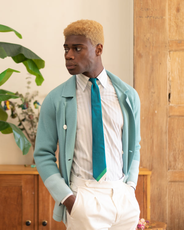 Mint Tonal Knitted Merino Blazer