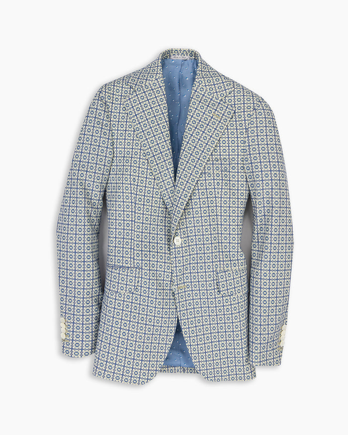Mint & Cobalt Geometric Cotton Blazer