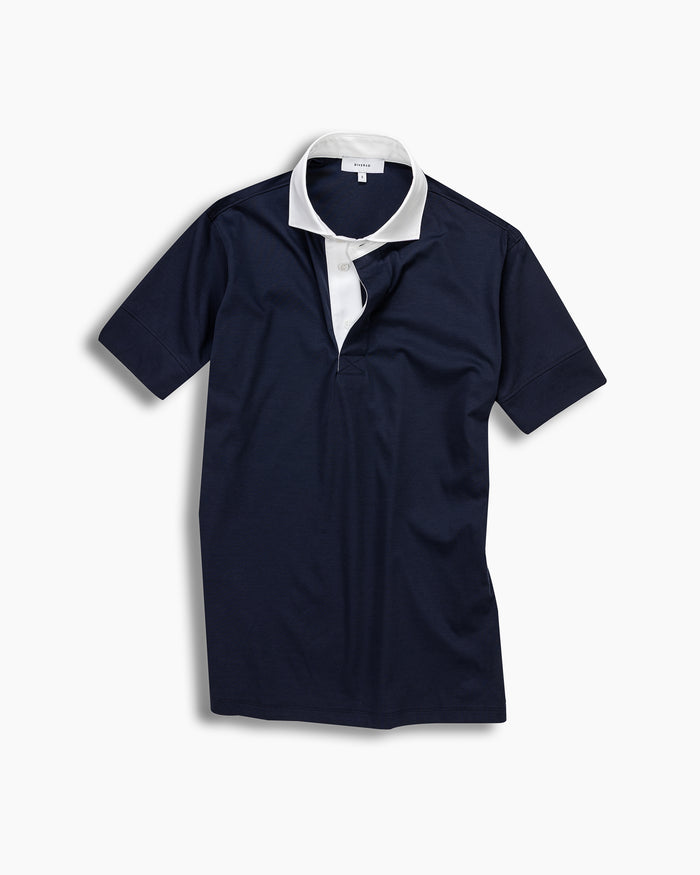 Navy Jersey Short Sleeve Polo