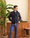 Navy Seersucker Overshirt