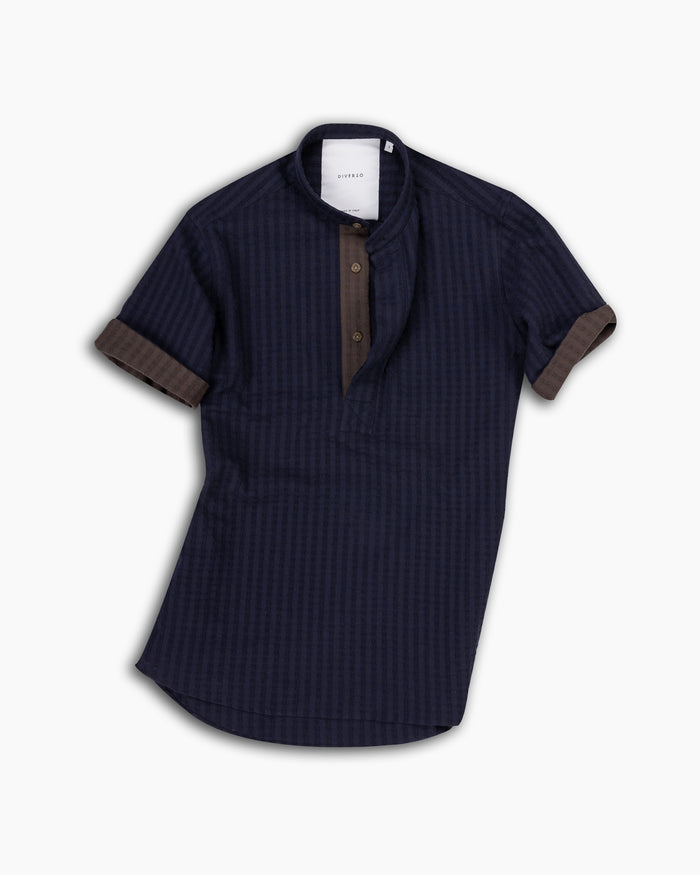 Navy Short Sleeve Popover Shirt