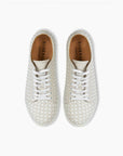 Off White & White Hand Woven Sneakers