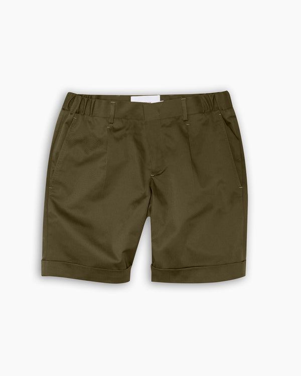 Olive Cotton Casual Shorts