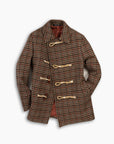 Ecru & Burgundy Check Wool Toggle Peacoat
