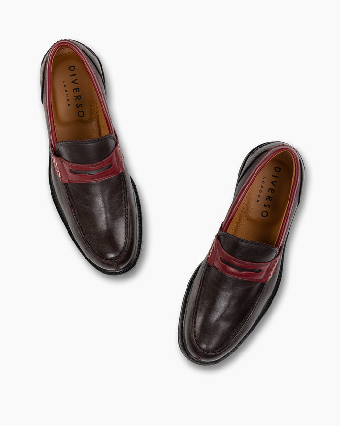 Deep Burgundy Contrast College Loafer