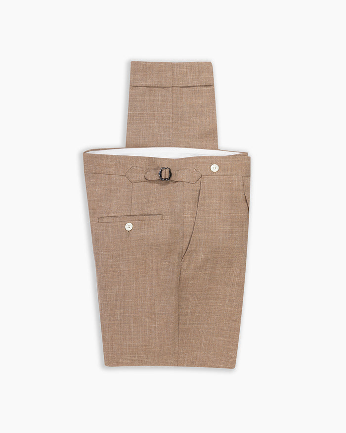 Sand Wool, Silk & Linen Pleated Pant