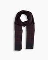 Burgundy & Charcoal Houndstooth Wool Scarf