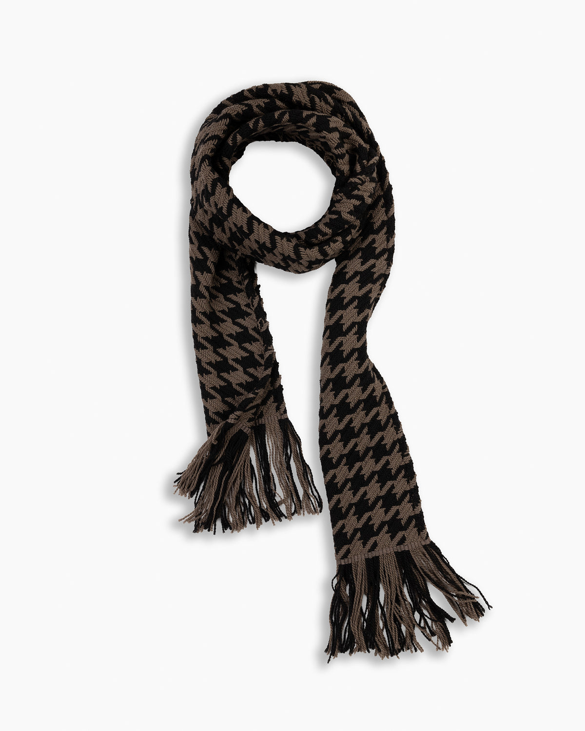 Black &amp; Tan Oversized Houndstooth Scarf