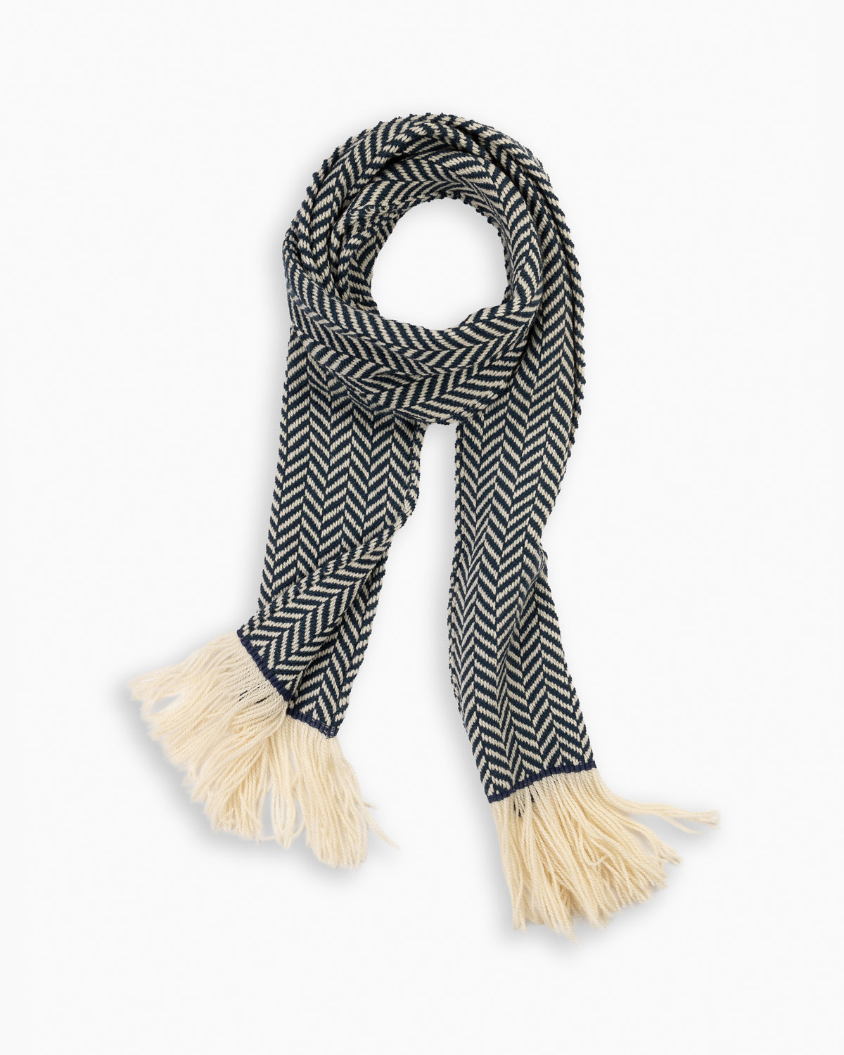 Blue Herringbone Wool Scarf