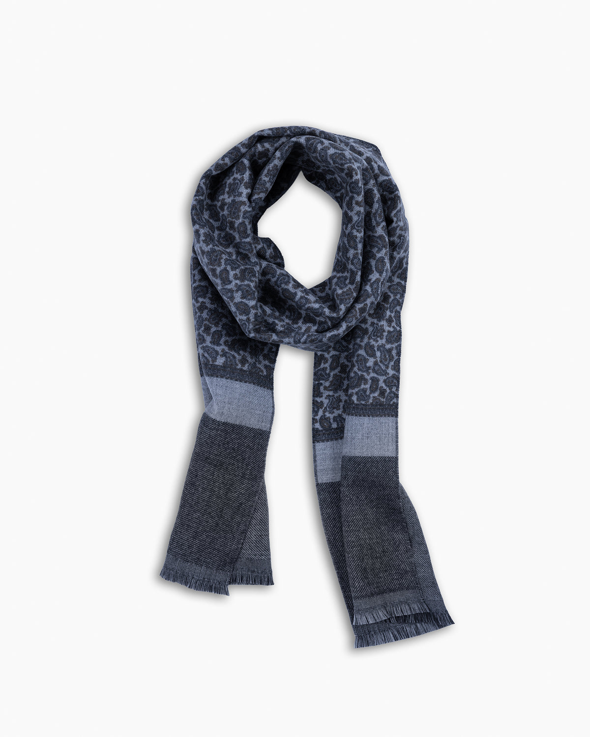 Blue Paisley Print Wool Scarf