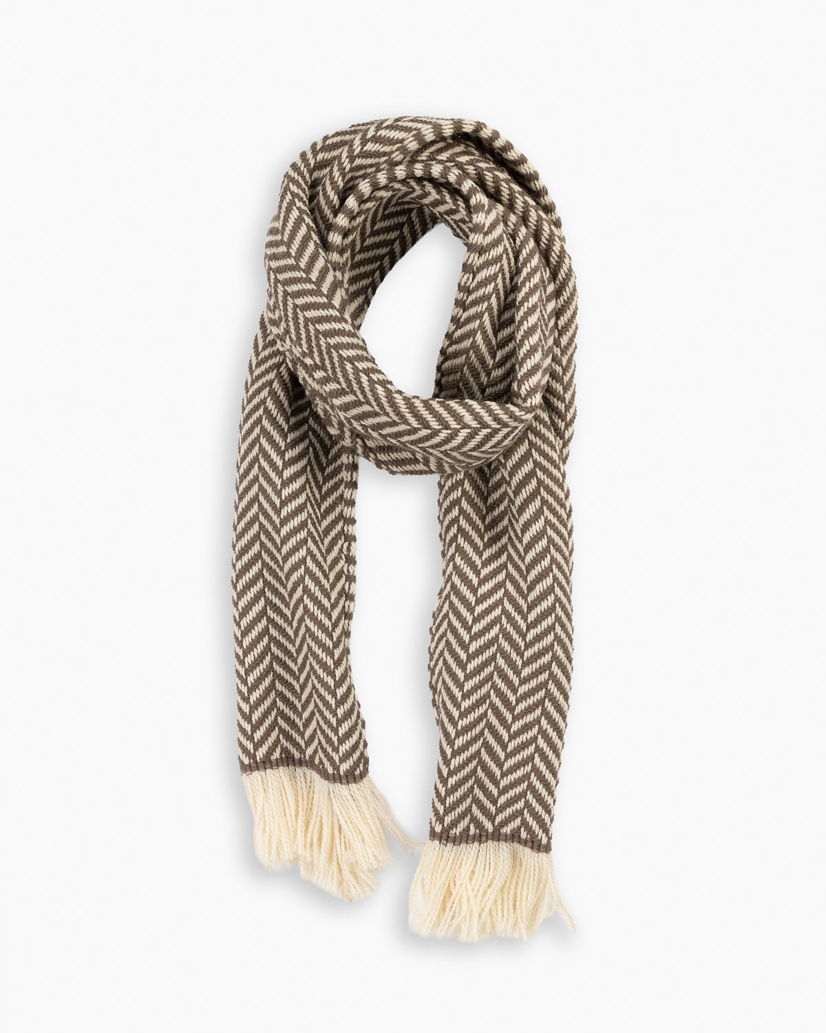 Taupe Herringbone Wool Scarf