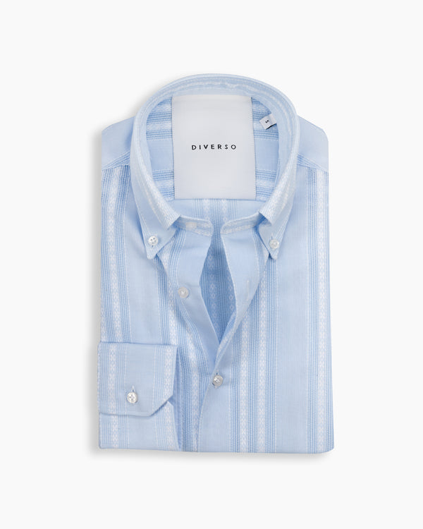 Pastel Blue Textured Stripe Shirt