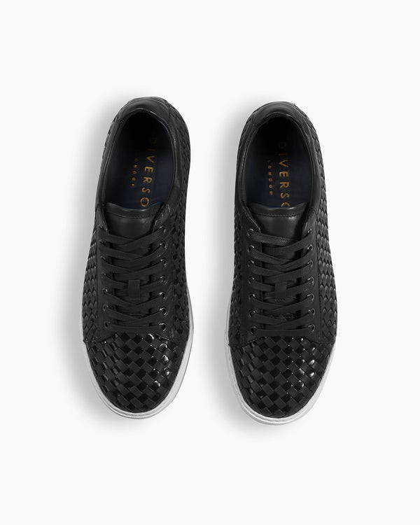 Black Patent Hand Woven Sneakers