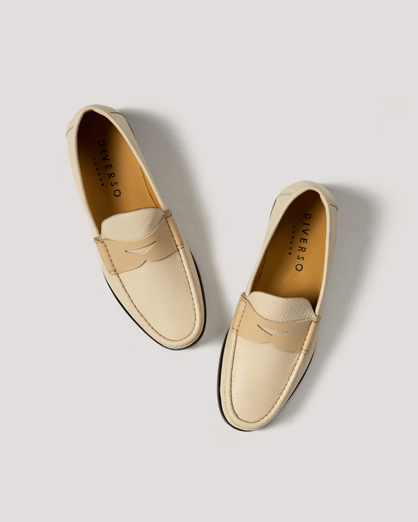 Stone Calf Leather Penny Loafer