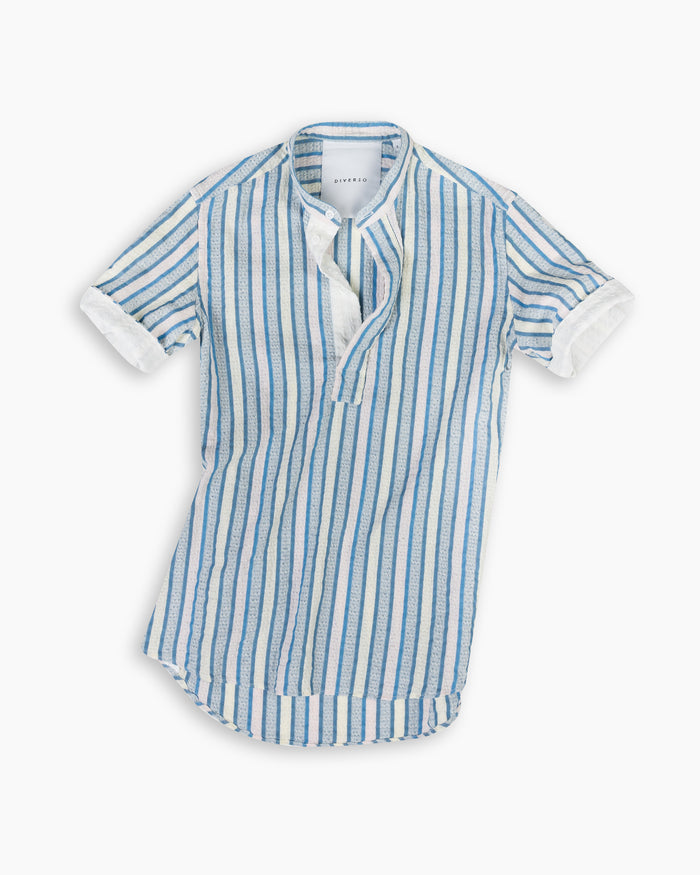 Stripe Short Sleeve Popover Shirt