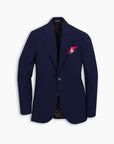 Navy Hatch Seersucker Wool Blazer
