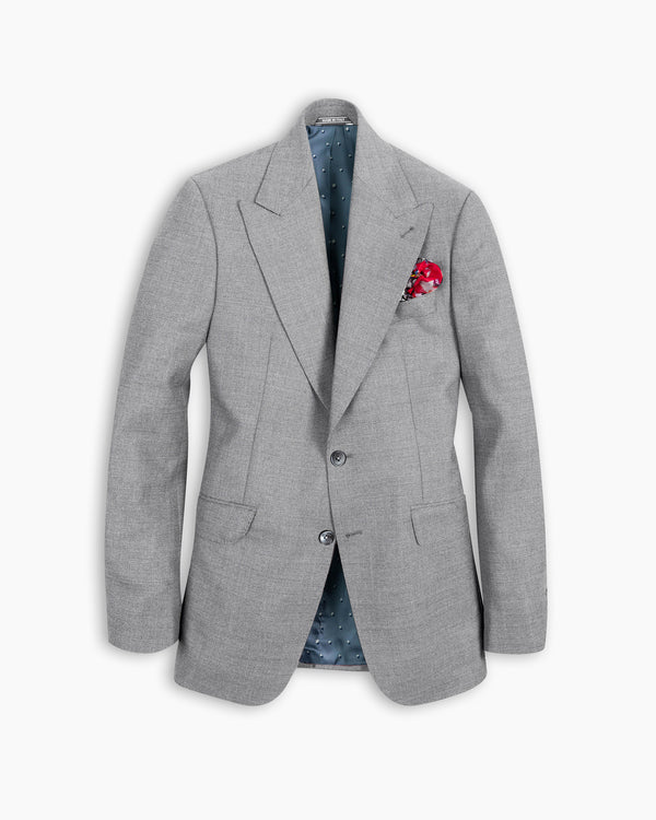 Pearl Grey Ultra Peak Hopsack Wool Blazer