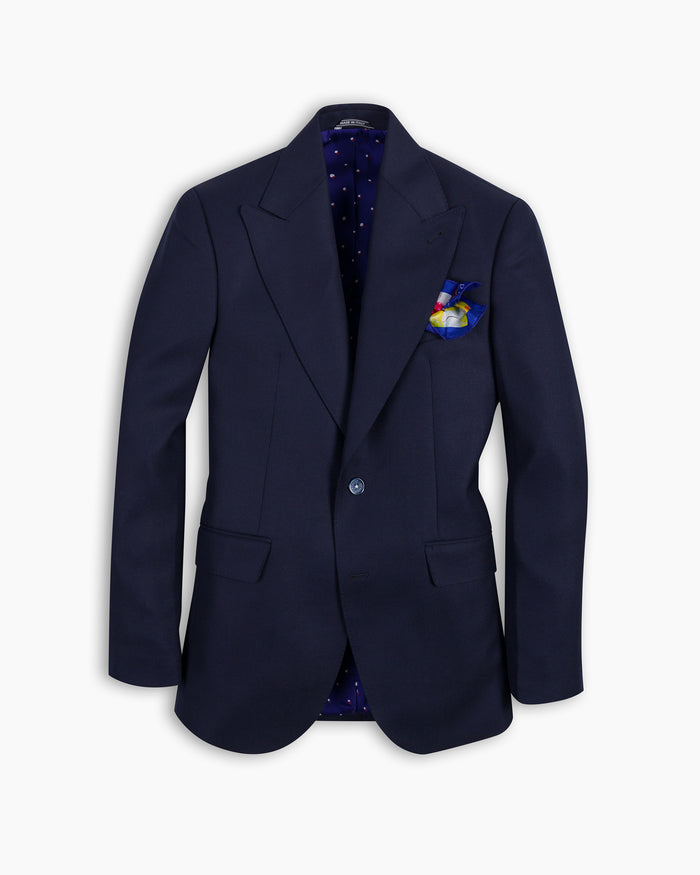 Navy Ultra Peak Hopsack Wool Blazer