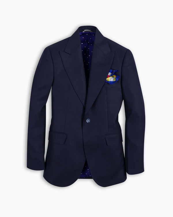 Navy Ultra Peak Hopsack Wool Blazer