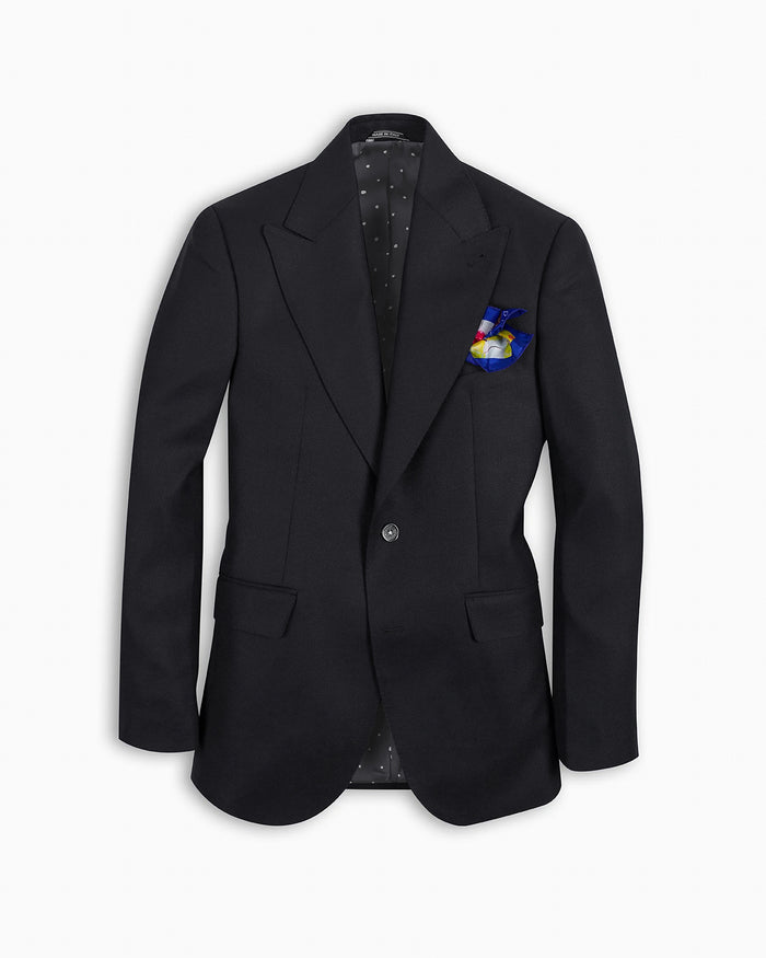 Black Ultra Peak Hopsack Wool Blazer