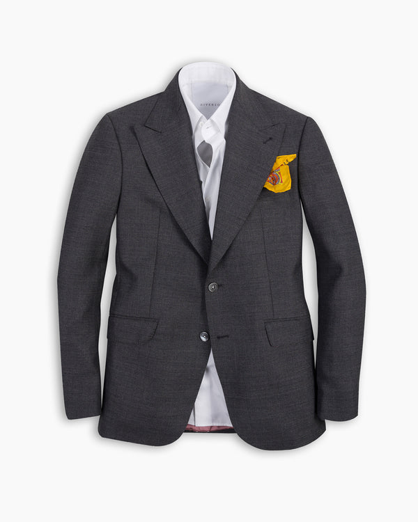 Mid Grey Ultra Peak Hopsack Wool Blazer