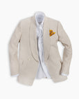 Ivory Wool Double Breasted Shawl Blazer