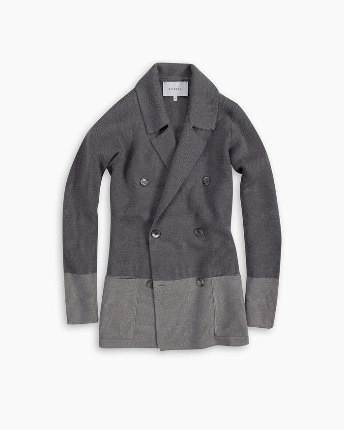Grey Tonal Knitted Merino Blazer