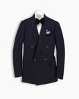 Navy Double Breasted Shawl Blazer