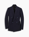 Navy Double Breasted Shawl Blazer