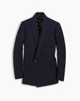 Navy Double Breasted Shawl Blazer