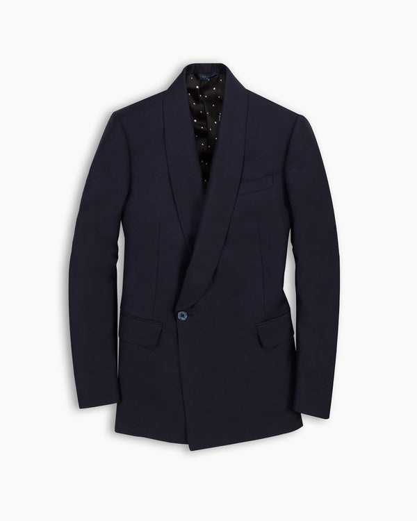 Navy Double Breasted Shawl Blazer