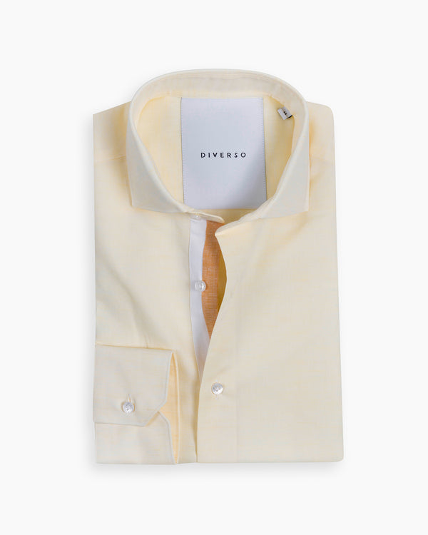 Pale Yellow Cotton-Linen Twin Trim Shirt